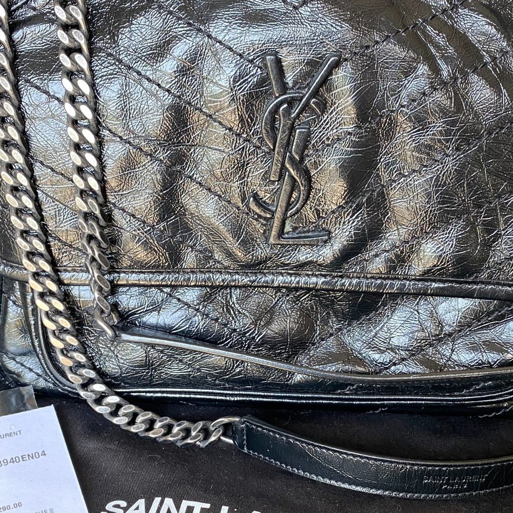 YSL Saint Laurent Niki Medium Crinkled Calf Flap-Top Shoulder Bag